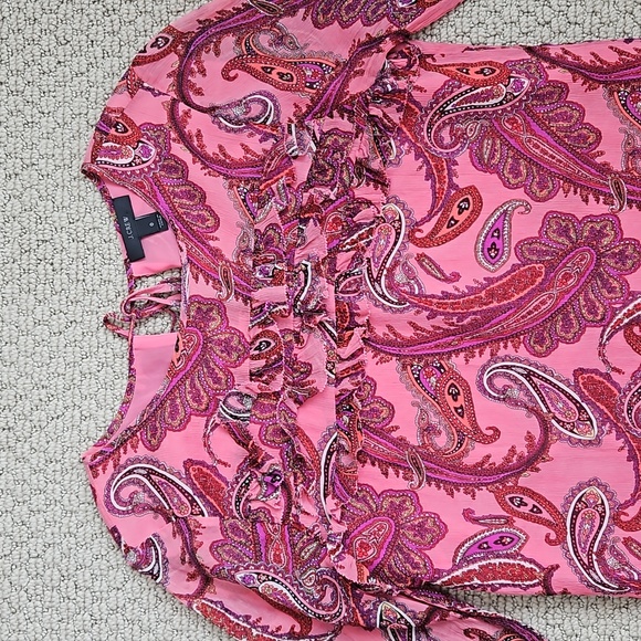 J. CREW Pink Silk Paisley Long Sleeve Blouse - Picture 3 of 8
